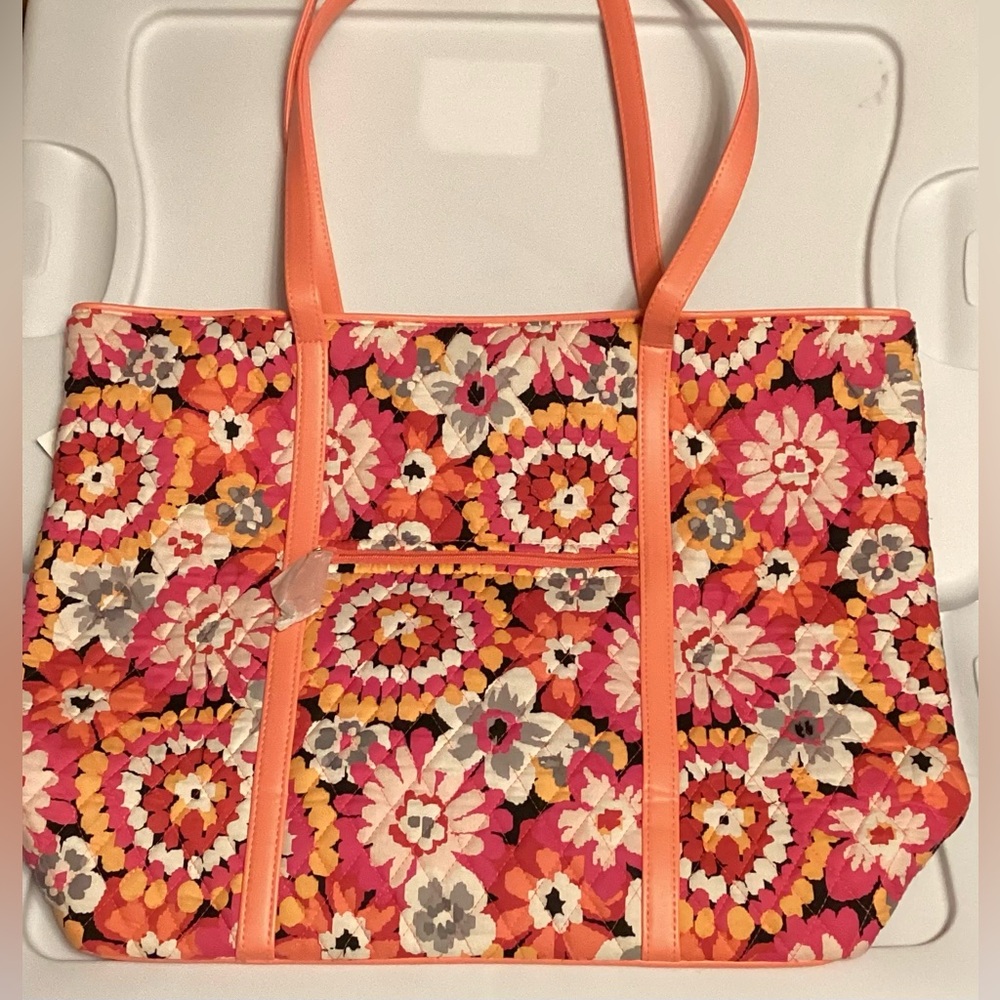 Vera Bradley Large Trimmed Vera Pixie Bloom Tote Bag